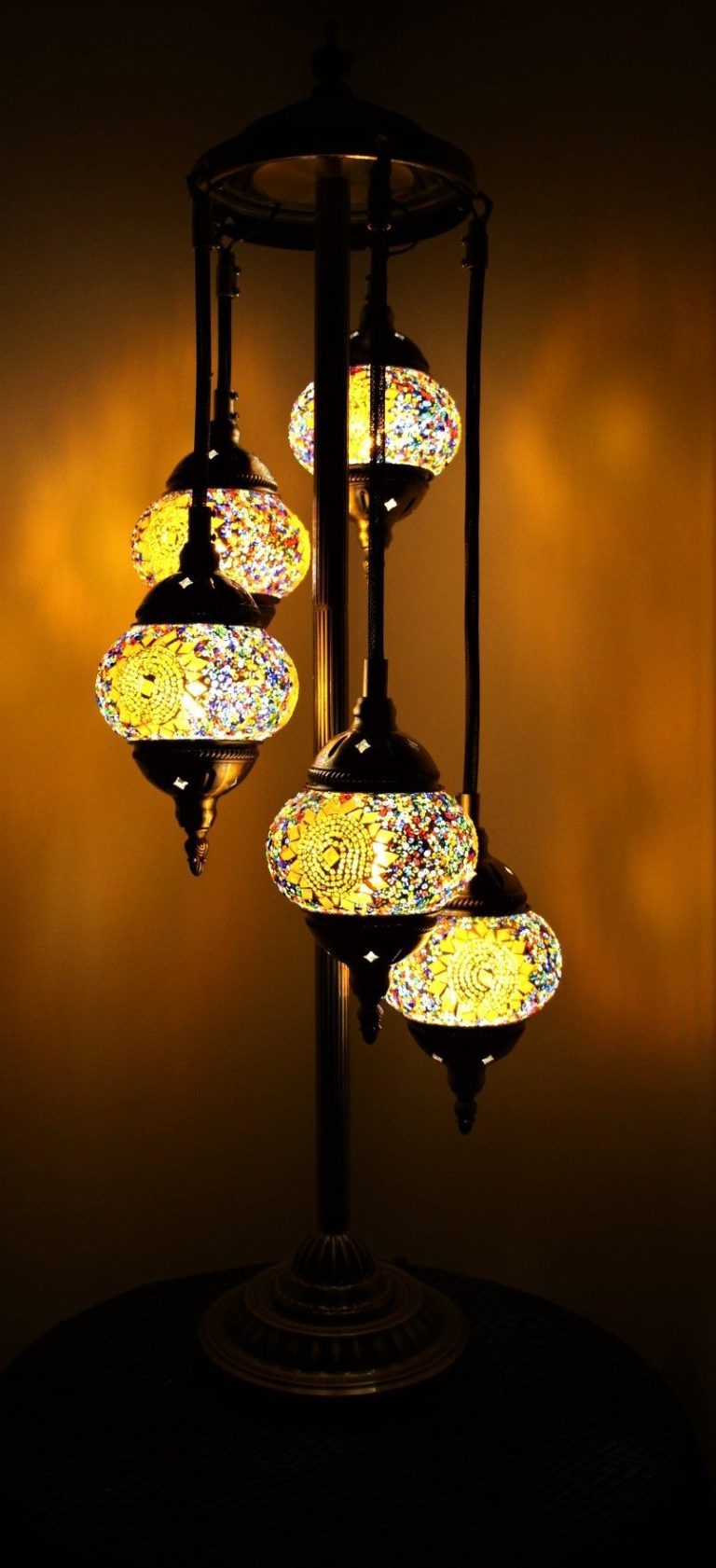 Turkish Mosaic Floor Lamp 5 globe Amber Star Nirvana Eastern Imports