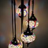 Turkish Mosaic Floor Lamp 5 Globe Moon Orbit