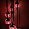 Turkish Mosaic Floor Lamp 7 Globe Red
