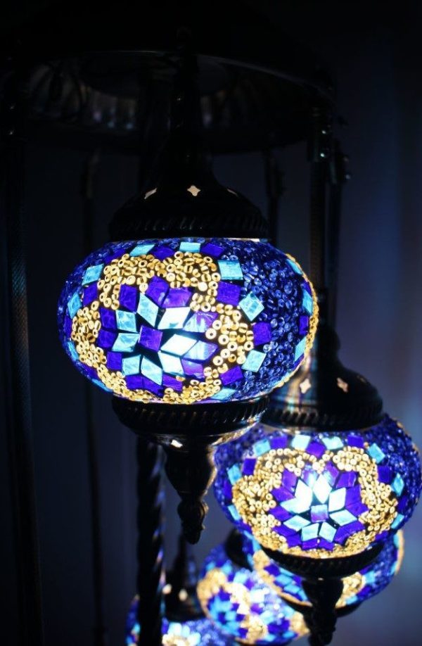 Turkish Mosaic Floor Lamp 9 globe Blue