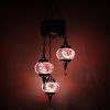 Turkish Mosaic Hanging Lamp 3 Globe Red