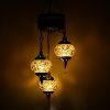Turkish Mosaic Hanging Lamp 3 Globe Yellow Gold