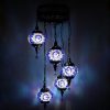 Turkish Mosaic Hanging Lamp 5 Globe Blue