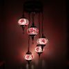 Turkish Mosaic Hanging Lamp 5 Globe Red