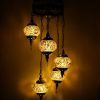 Turkish Mosaic Hanging Lamp 5 Globe Yellow Gold