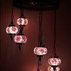 Turkish Mosaic Hanging Lamp 7 Globe Red