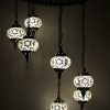 Turkish Mosaic Hanging Lamp 7 Globe White