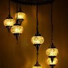 Turkish Mosaic Hanging Lamp 7 Globe Yellow Gold