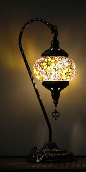 Turkish Mosaic Swan Table Lamp White Nirvana Turkish Mosaic Swan Table Lamp Brown