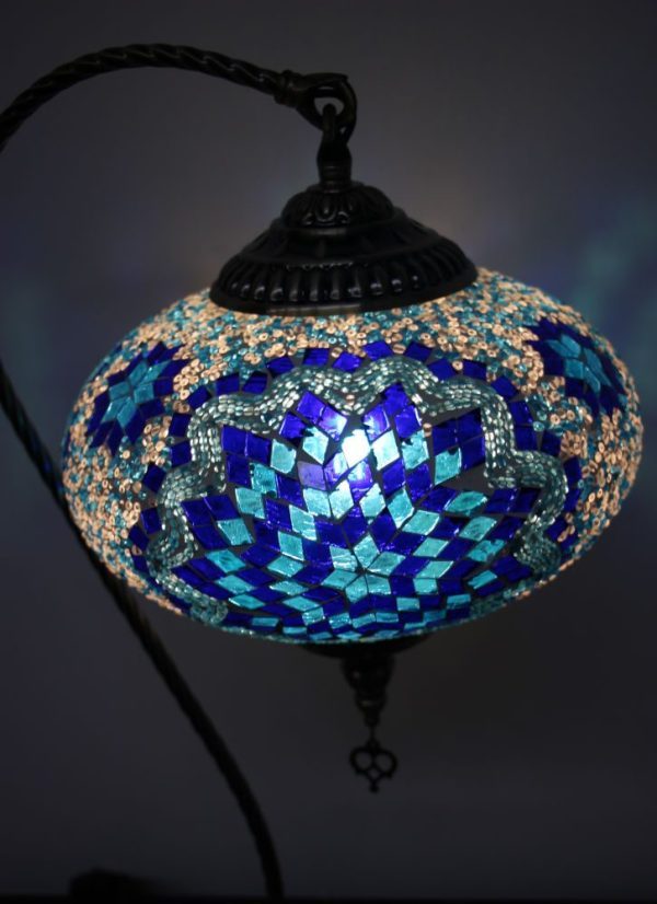 Turkish Mosaic Swan Table Lamp Large Blue