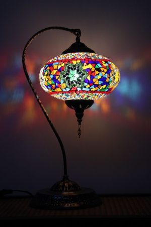 Turkish Mosaic Swan Table Lamp Large Mosaic Twinkling Stars
