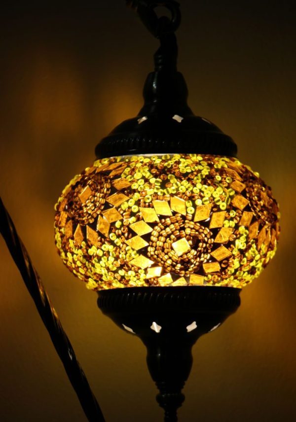 Turkish Mosaic Swan Table Lamp YellowGold