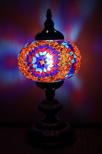 Turkish Mosaic Table Lamp Large Purple Red
