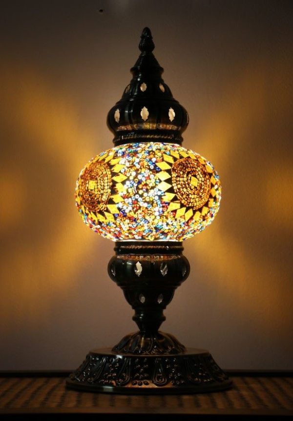 Turkish Mosaic Table Lamp Medium Mosaic Flower Burst