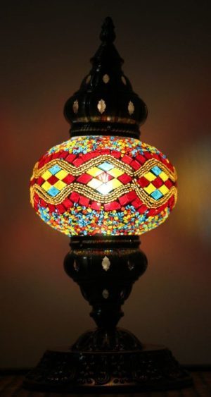Turkish Mosaic Table Lamp Medium Red Yellow