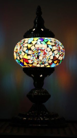 Turkish Mosaic Table Lamp Small Mosaic Moon Orbit
