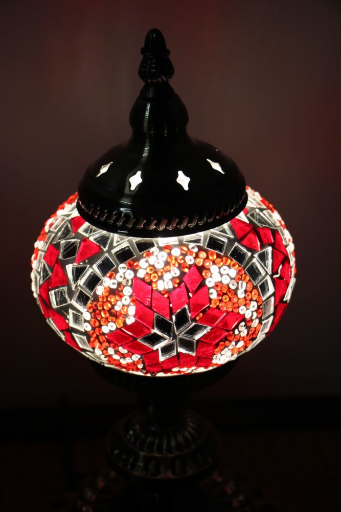 Turkish Mosaic Table Lamp Red With, Red Mosaic Glass Table Lamp