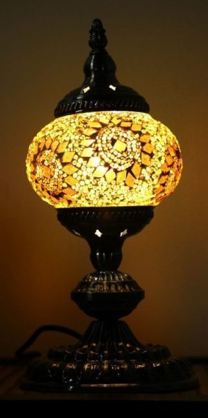 Turkish Mosaic Table Lamp Small Yellow Gold