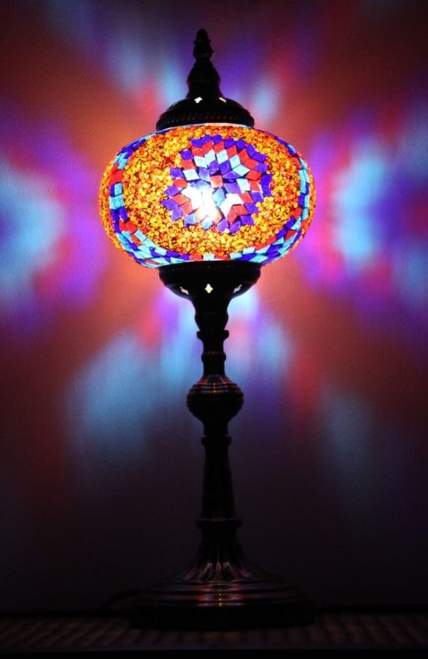 Turkish Mosaic Table Lamp XLarge Purple Red
