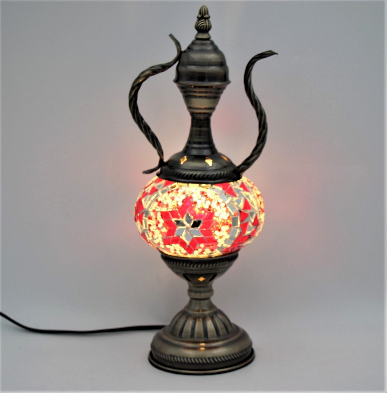 Turkish Mosaic Medium Teapot Table Lamp Red 37cm Nirvana Eastern