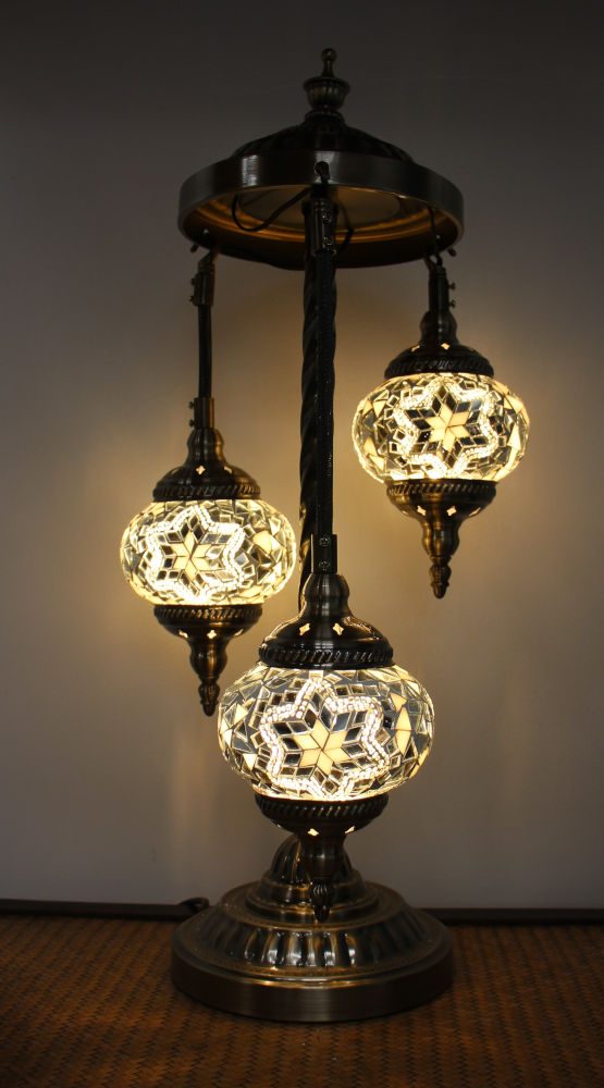 Turkish Mosaic Floor Lamp 3 Globe White Nirvana Eastern Imports Turkish Mosaic Floor Lamp 3 Globe White