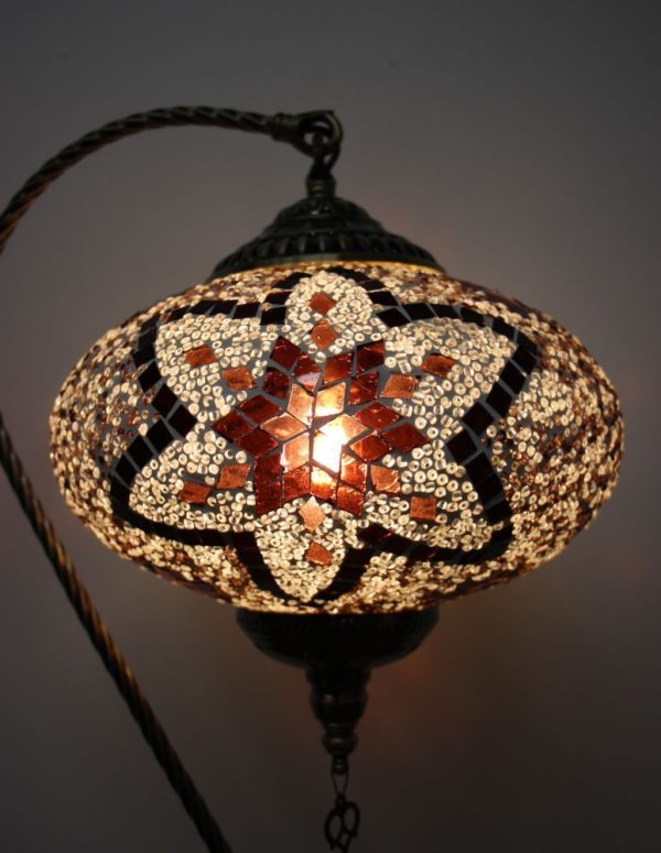 Turkish Mosaic Swan Table Lamp Large Brown
