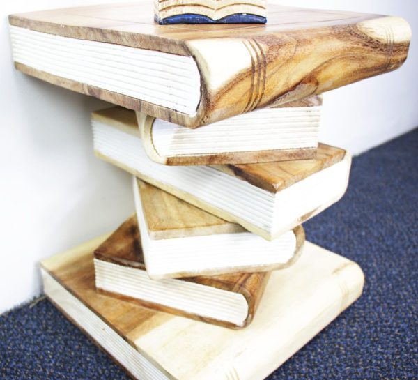 Wooden Book Table White Pages