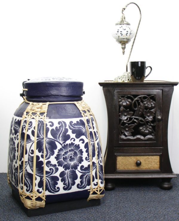 Xlarge 60cm Rice Basket Royal Blue Finish With White Background