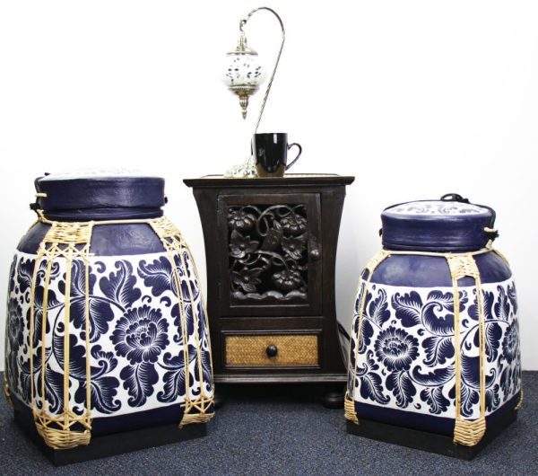 Xlarge 60cm Rice Basket Royal Blue Finish With White Background