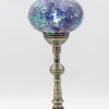 Turkish Mosaic Table Lamp XLarge Cracked Teal